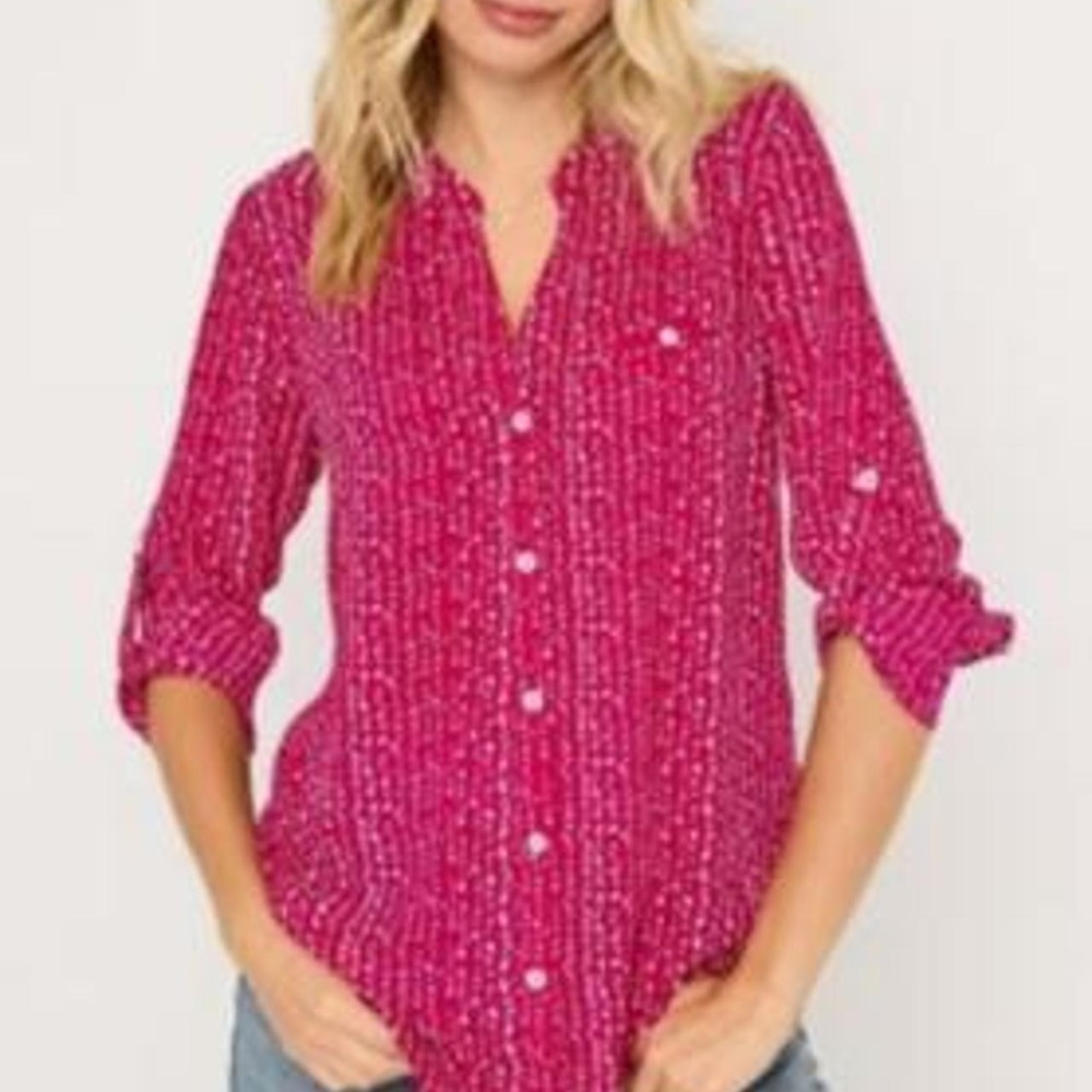 West K WEST K Women's Ysella Roll-tab Button Down Blouse